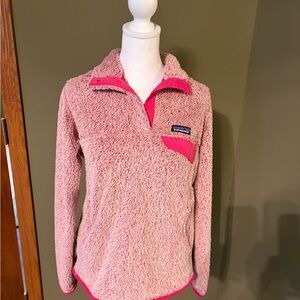 Patagonia Pink Sherpa Pullover with Hot Pink Accents